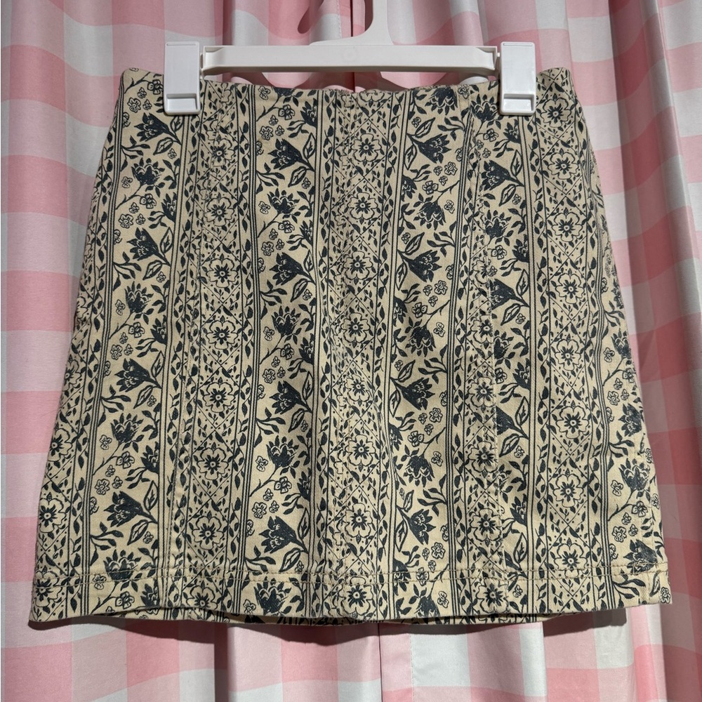 Free People Modern Femme Printed Denim Skirt